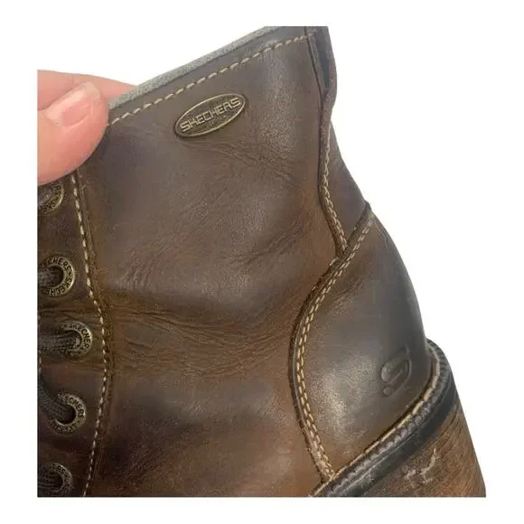 Skechers 7.5 Women's Brown Leather healed vintage y2k Ankle Boots chunky - Picture 14 of 16